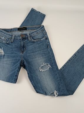 Flying Monkey Women's Skinny Distressed Blue Jeans